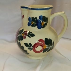 Vintage Pitcher with Flowers and Bird